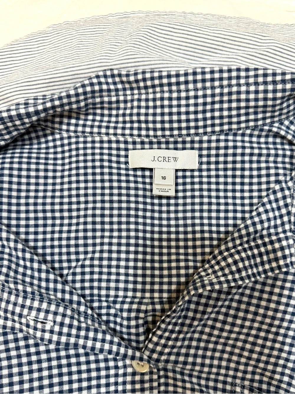 J. Crew Blue Gingham & Stripe Button-Down/Pullover Shirt 💯% Cotton